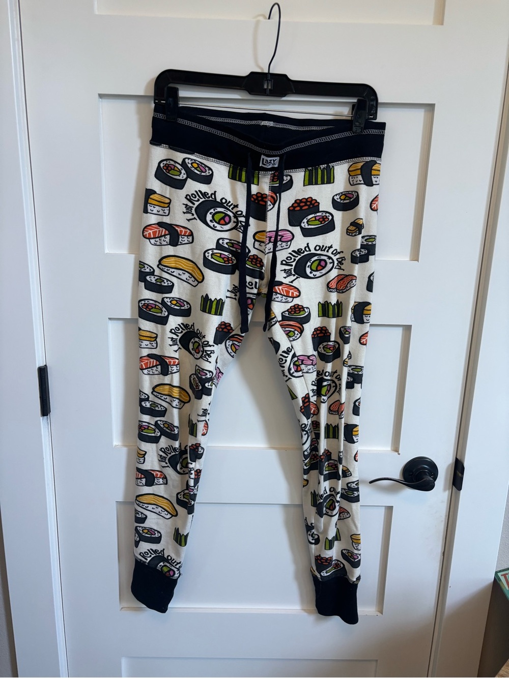 Lazy One Women's Sushi Print Pajama Pants - Cream with Black Trim